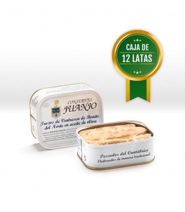 Trozos de Ventresca de Bonito del Norte en Aceite de Oliva 12 Latas 335 gramos